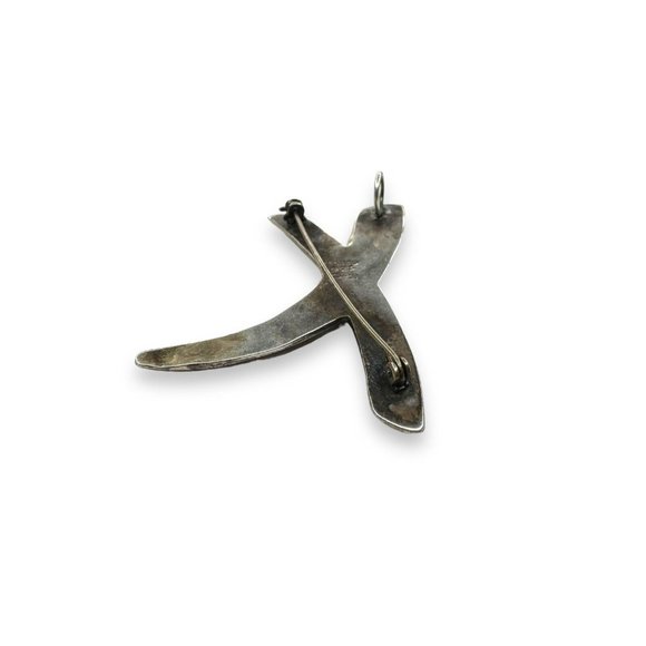 Mexico 925 Sterling Silver Abstract X Brooch Pendant TS-J1 12.12g 2 1/4 x 1 3/4" - Picture 4 of 7